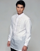 Men's Barong White Textured Organza 100870 White Men's Barong White Textured Organza 100870 White